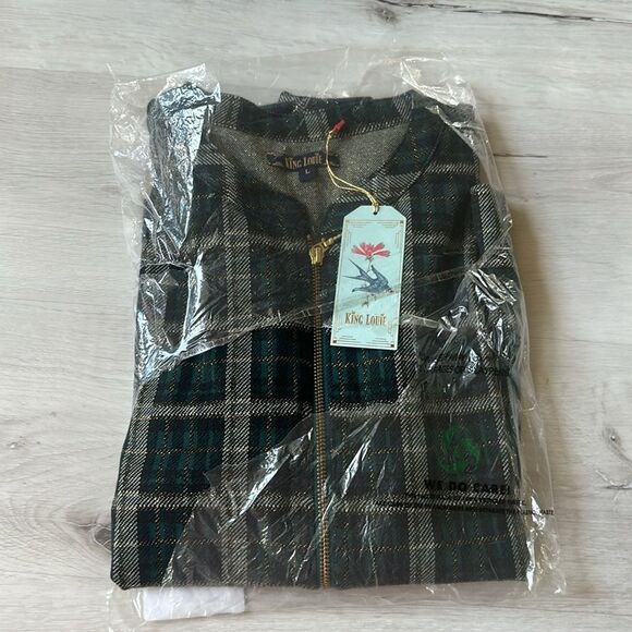 King Louie‎ Jassen&Blazers Iris Jacket Santiago Check Dragonfly Green size L NWT - Picture 2 of 4
